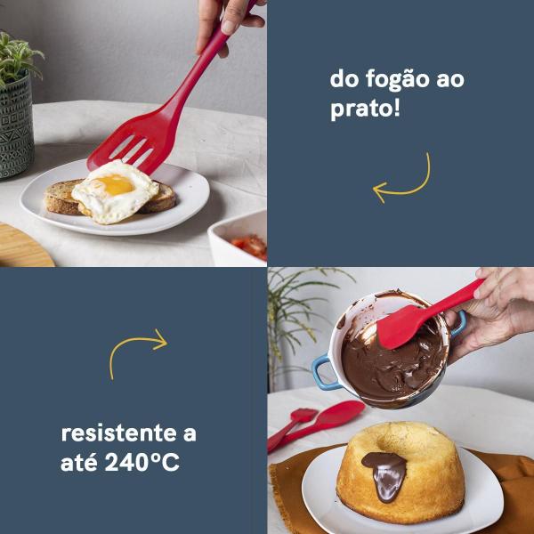 Imagem de Kit De Utensílios De Silicone Com 5 Peças Vermelho - Oikos