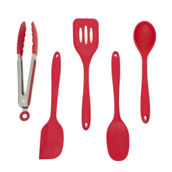 Imagem de Kit De Utensílios De Silicone Com 5 Peças Vermelho - Oikos