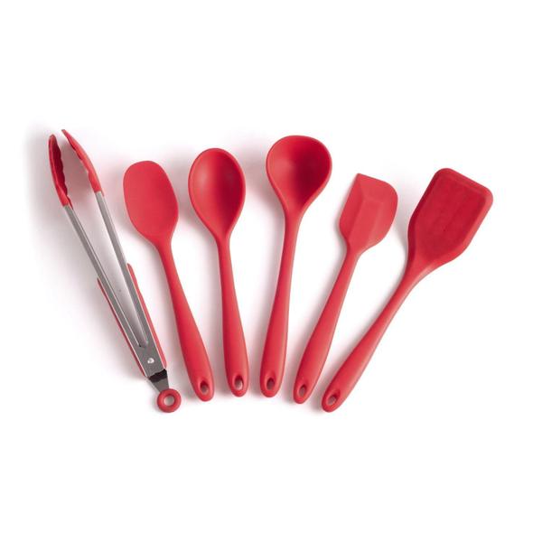 Imagem de Kit De Utensílios De Silicone Com 6 Peças Vermelho - Oikos