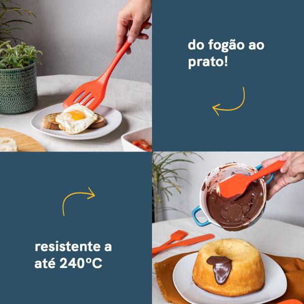 Imagem de Kit de Utensílios de Silicone com 7 Peças Laranja - Oikos