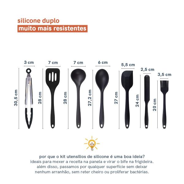 Imagem de Kit de Utensílios de Silicone com 7 Peças Preto - Oikos