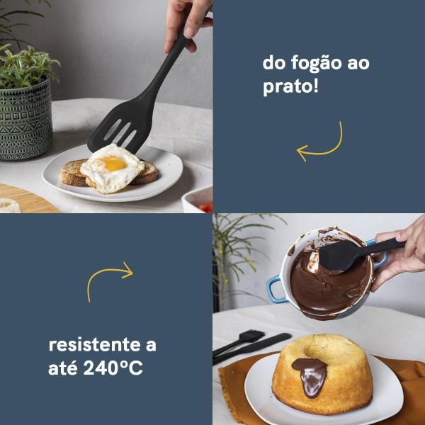 Imagem de Kit De Utensílios De Silicone Com 7 Peças Preto - Oikos