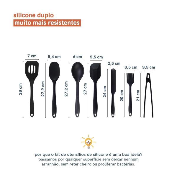 Imagem de Kit De Utensílios De Silicone Com 7 Peças Preto - Oikos