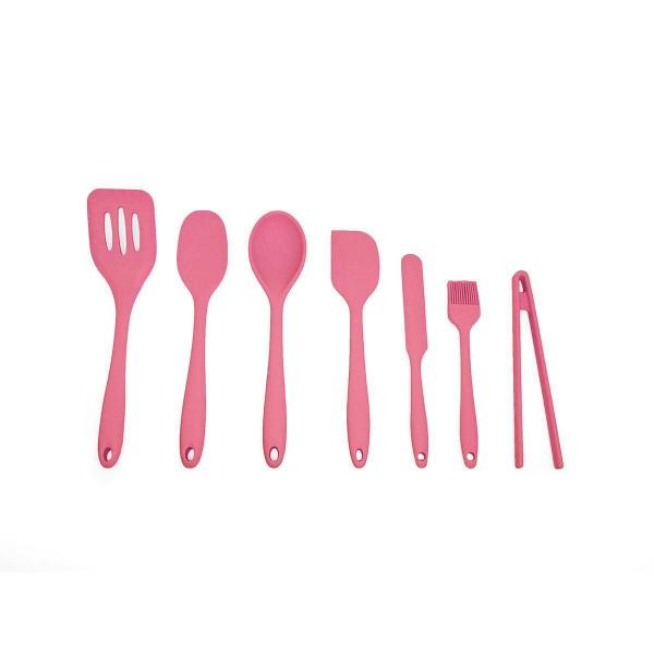 Imagem de Kit De Utensílios De Silicone Com 7 Peças Rosa - Oikos