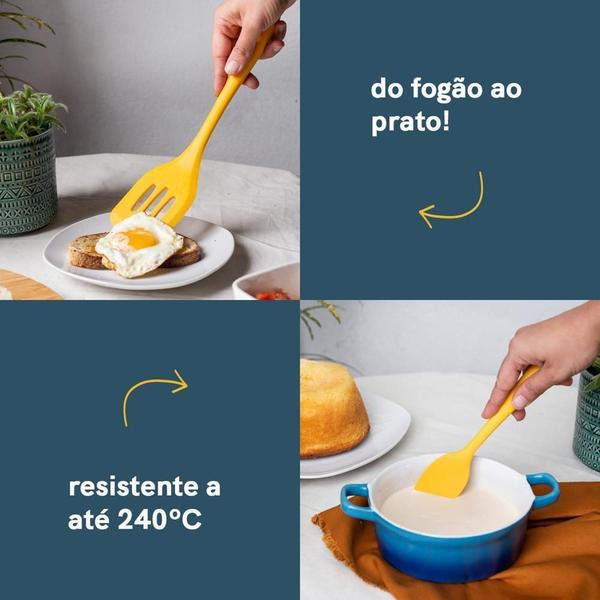 Imagem de Kit De Utensílios De Silicone Com 8 Peças Amarelo - Oikos