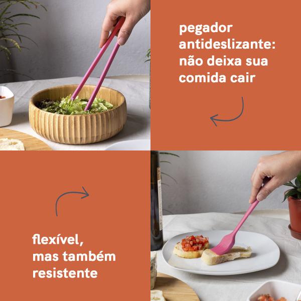 Imagem de Kit de Utensílios de Silicone com 8 Peças Rosa - Oikos