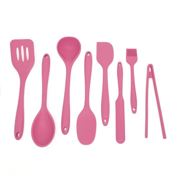 Imagem de Kit De Utensílios De Silicone Com 8 Peças Rosa - Oikos