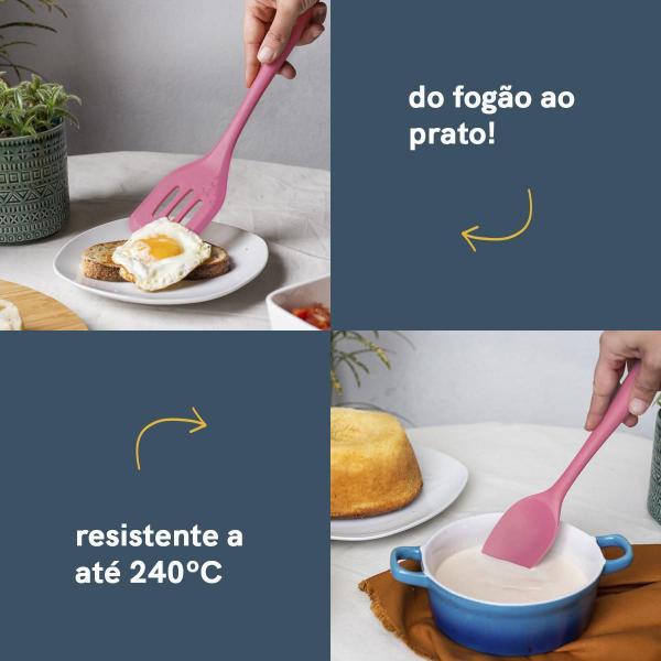 Imagem de Kit De Utensílios De Silicone Com 8 Peças Rosa - Oikos