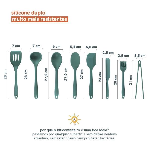 Kit De Utensílios De Silicone Com 8 Peças Vd Escuro - Oikos Imagem de Kit De Utensílios De Silicone Com 8 Peças Vd Escuro - Oikos