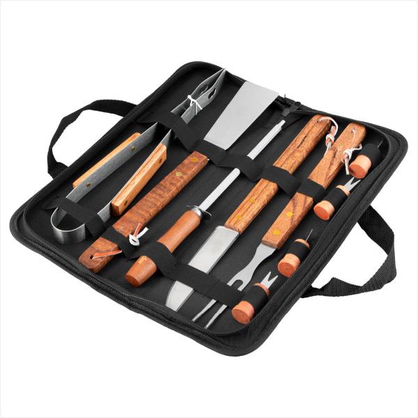 Imagem de Kit de utensílios para churrasco em aço inox com 10 peças - Vonder