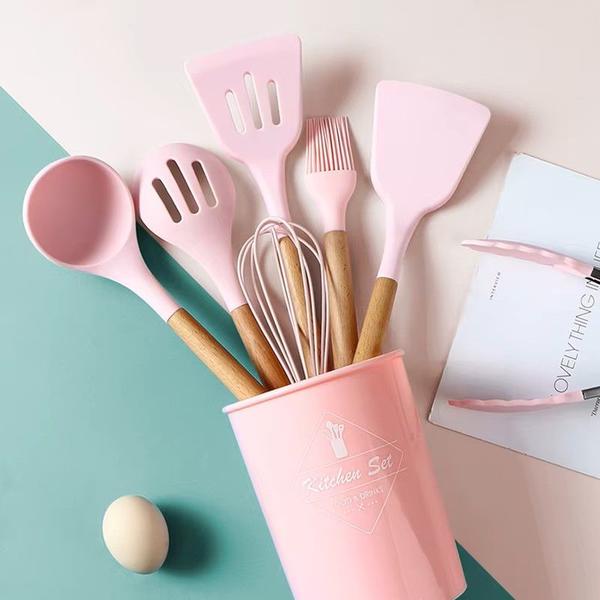 Imagem de Kit de Utensílios Para Cozinha em Silicone e Bambu 12 Peças