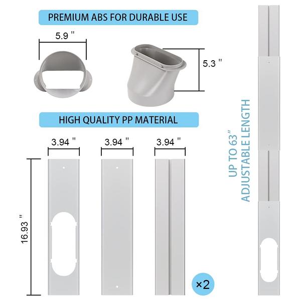 Imagem de Kit de ventilação de janela de ar condicionado Kerykwan com mangueira de 15 cm