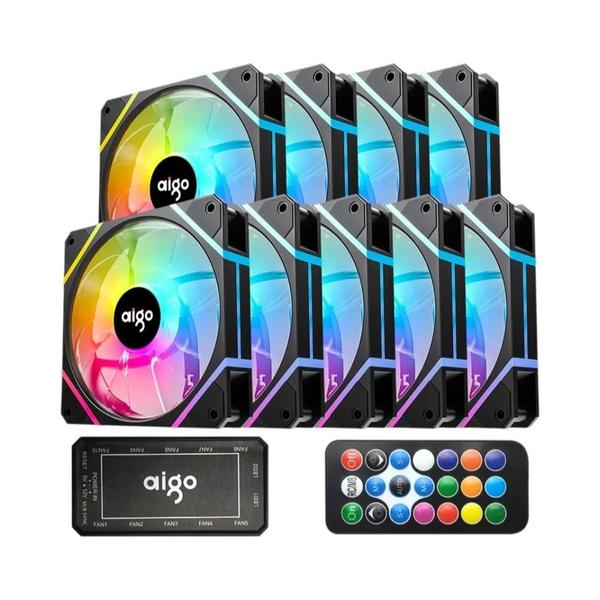 Imagem de Kit de Ventilador Aigo AM12 RGB - 120mm - Compatível com Refrigeração a Água