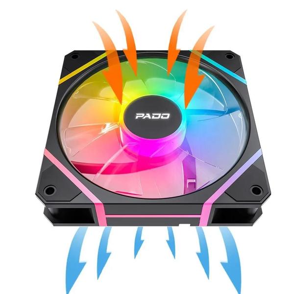 Imagem de Kit de Ventilador RGB 120mm Aigo Pado G12 - 4Pin PWM para Gabinete de Computador