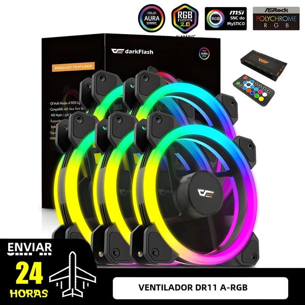 Imagem de Kit de Ventilador RGB 120mm com Controlador - Resfriamento para CPU e Water Cooler