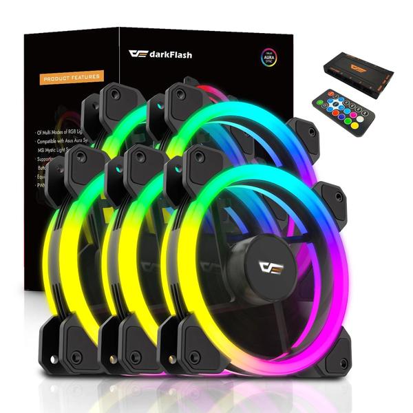 Imagem de Kit de Ventilador RGB 120mm Darkflash DR11 para Gabinete de Computador - 6 Pin