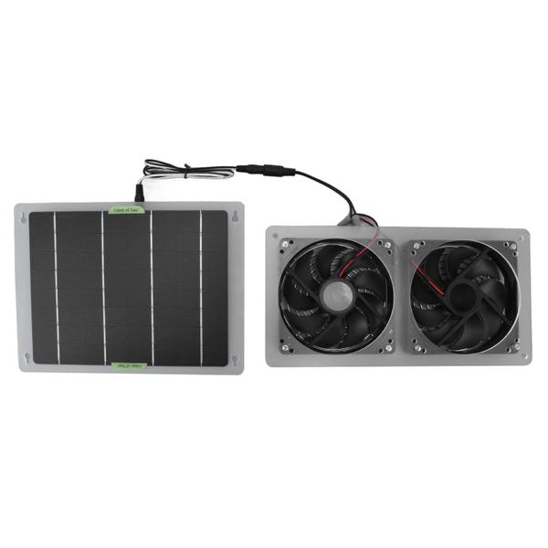 Imagem de Kit de ventiladores de painel solar Haofy 100W 12V com ventiladores de exaustão duplos