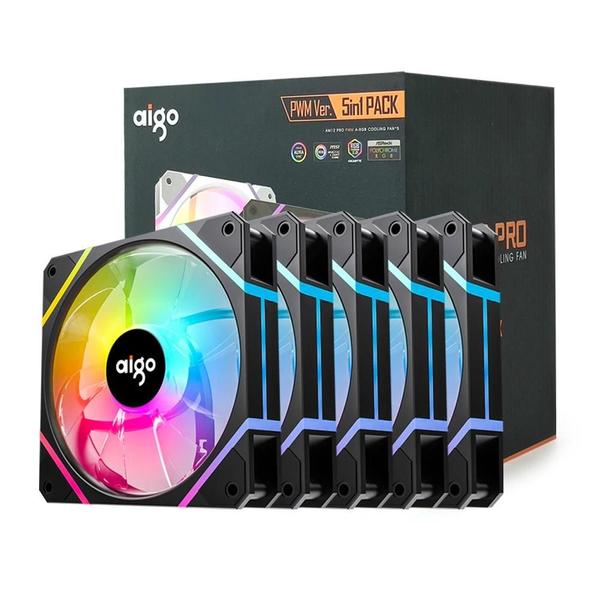 Imagem de Kit de Ventiladores RGB 120mm Aigo AM12PRO para Gabinete de Computador - 4Pin PWM