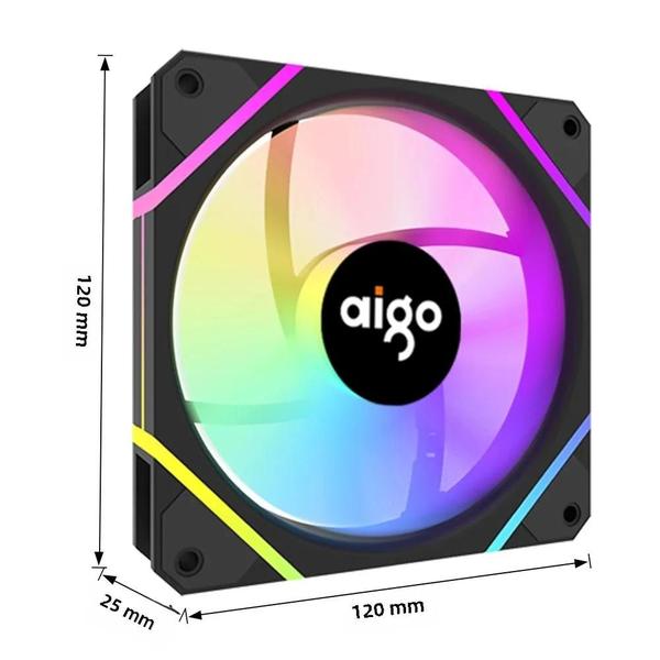 Imagem de Kit de Ventiladores RGB 120mm Aigo AM12PRO para Gabinete de Computador - 4Pin PWM