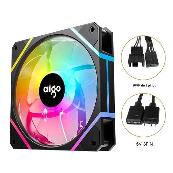 Imagem de Kit de Ventiladores RGB 120mm Aigo AM12PRO para Gabinete de Computador - 4Pin PWM