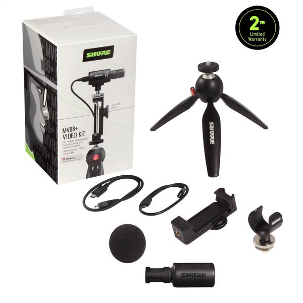 Imagem de Kit de vídeo: microfone condensador estéreo digital Shure MV88+