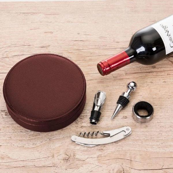 Imagem de Kit de Vinho 4 Peças em Inox Estojo material sintético UnyHome