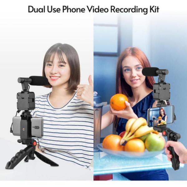 Imagem de Kit De Vlogging Filmagem Microfone Tripé Luz Live Profission