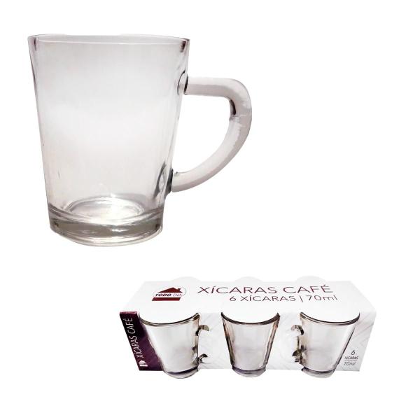 Imagem de Kit de Xicará com 6 Peças Café Expresso 70ml Vidro