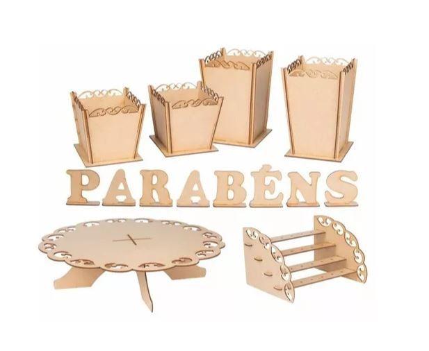 Imagem de Kit Decoração Festa Provençal Mesa Infantil Mdf Aniversario