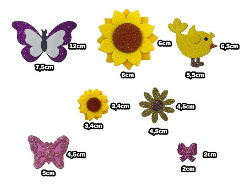 Imagem de Kit Decoração Jardim Festa Girassol/borboleta - 70 Peças