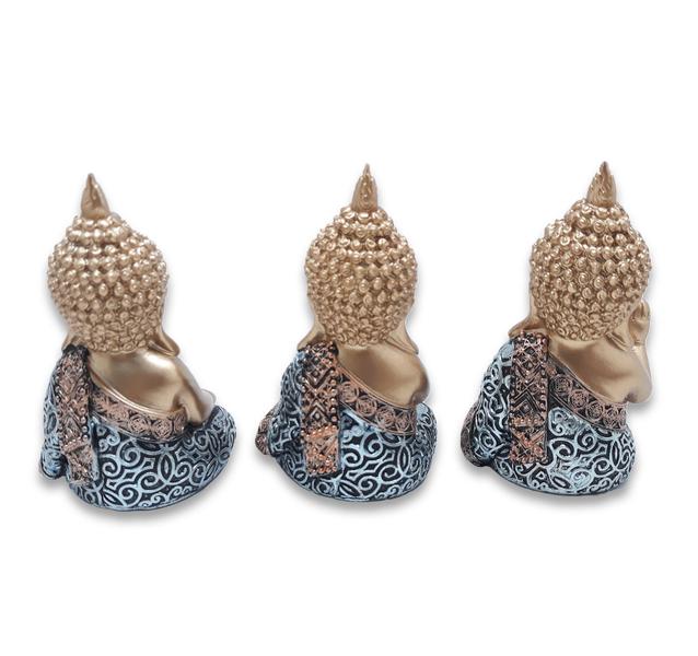 Imagem de Kit Decoração Trio de Budas Tibetanos Proteção Budista 10 cm