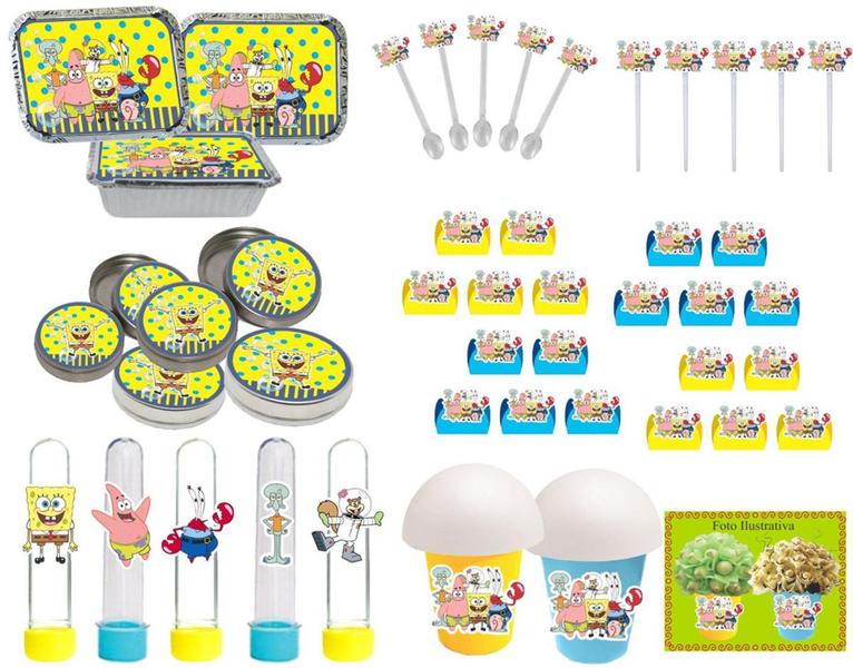 Imagem de Kit Decorativo Infantil Bob Esponja 160 Peças (20 pessoas)