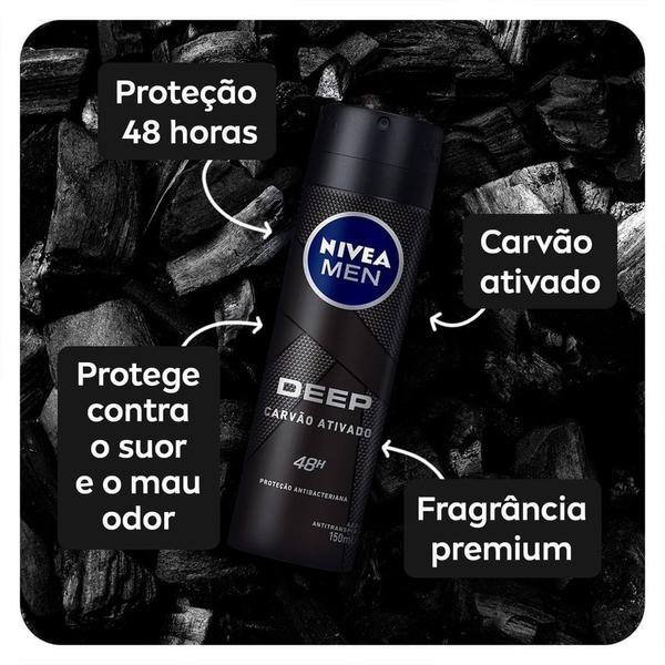 Imagem de Kit Deep NIVEA -  Espuma de Barbear + Loção Pós Barba + 3 Desodorantes Antitranspirante Aerosol 150ml