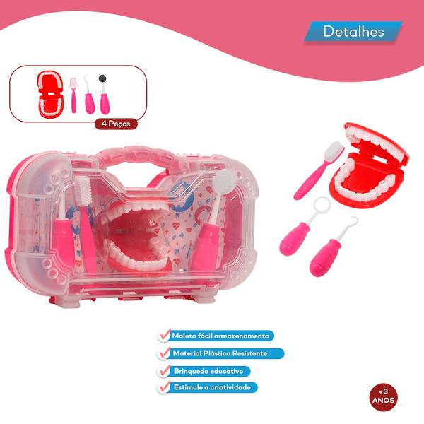 Imagem de Kit Dentista Infantil Brinquedo Menina Boca Articulada