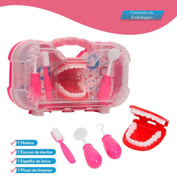 Imagem de Kit Dentista Infantil Brinquedo Menina Boca Articulada