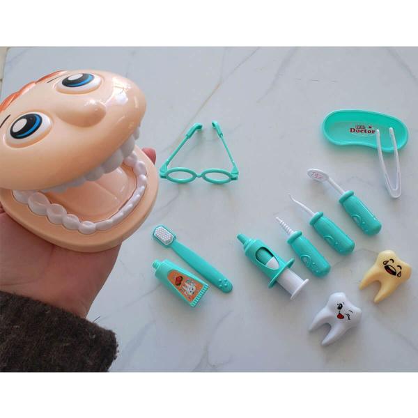 Imagem de Kit Dentista Infantil Educativo Fenix Brinquedo de Criança Dentadura 12 peças Verde Água