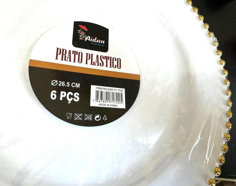 Imagem de Kit Descartável Luxo Plastic Pratos Jantar e Sobremesa 6un