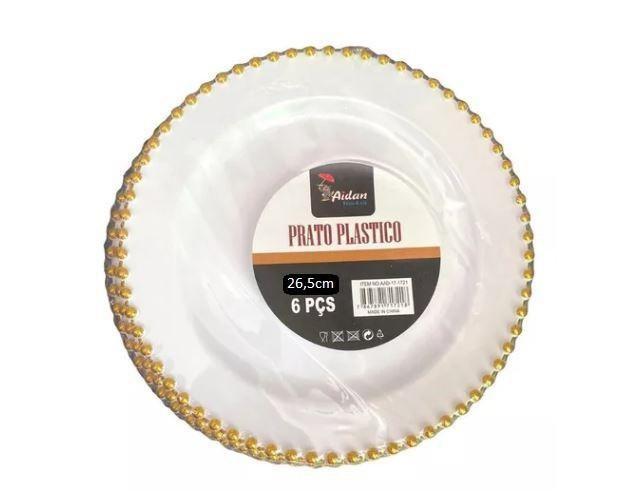 Imagem de Kit Descartável Luxo Plastic Pratos Jantar E Sobremesa 6Un