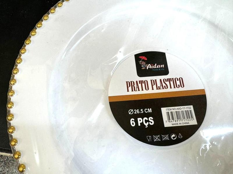 Imagem de Kit Descartável Luxo Plastic Pratos Jantar E Sobremesa 6Un