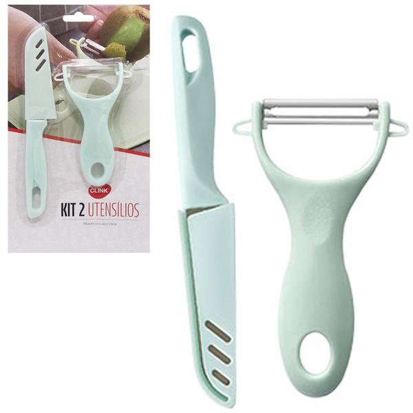Kit Descascador de Legumes Frutas Com Faca 3,5'' e Bainha - Clink Imagem de Kit Descascador de Legumes Frutas Com Faca 3,5'' e Bainha