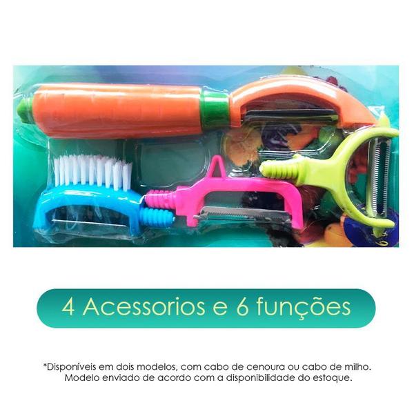 Imagem de Kit Descascador Fatiador 4 Peças 6 Funções Descasca Tudo