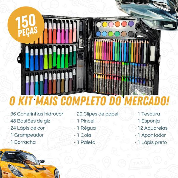 Imagem de Kit Desenho Infantil Maleta 150 Peças Completo Menino Escola