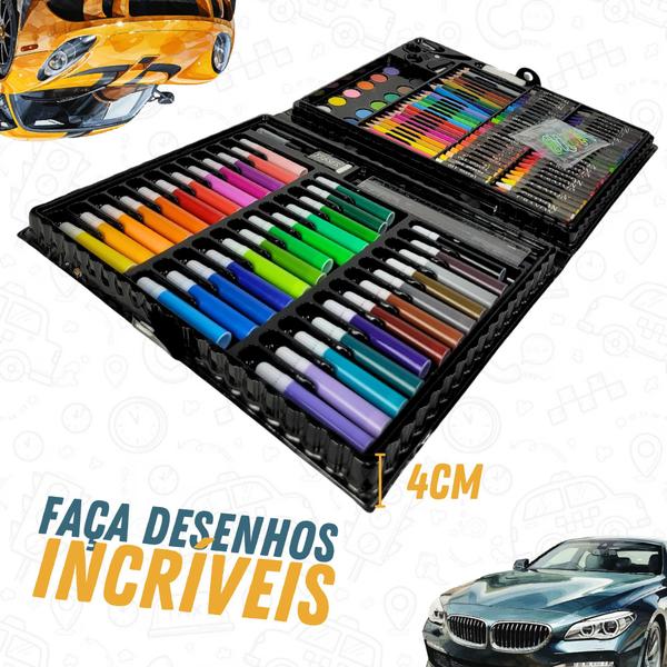 Imagem de Kit Desenho Infantil Maleta 150 Peças Completo Menino Escola