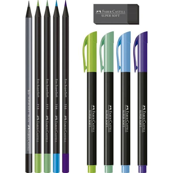 Imagem de Kit Desenhos e Lettering Supersoft 10 Peças Cores Frias Faber Castell