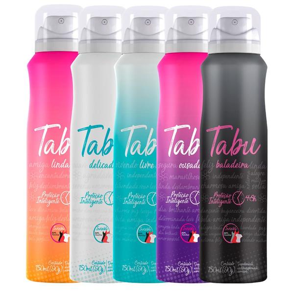 Imagem de Kit Desodorante Aerosol Antitranspirante Tabu Collection 150ML com 5 Unidades