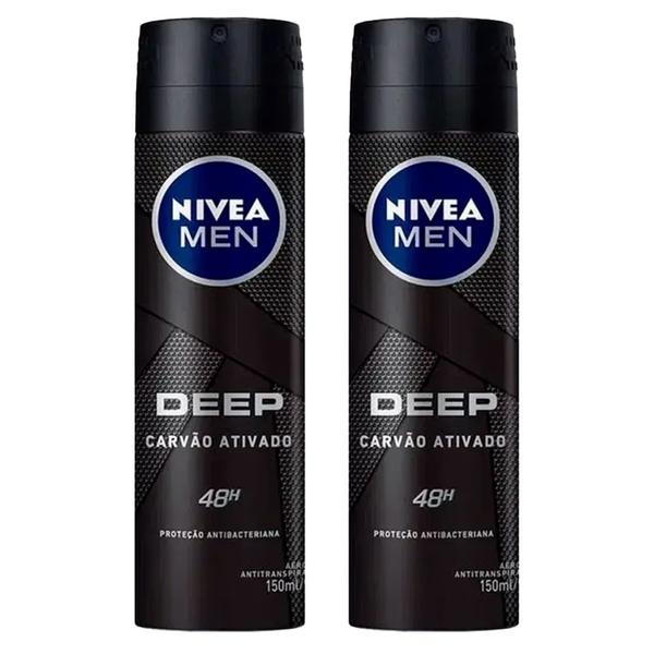 Imagem de Kit Desodorante Aerosol Nivea Men Deep Original 150ml - 2 unidades