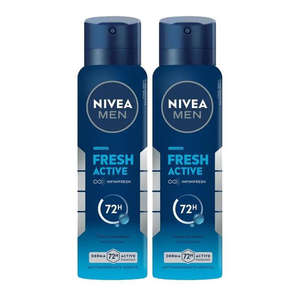 Imagem de Kit Desodorante Aerosol Nivea Men Fresh Active 150ml - 2 unidades