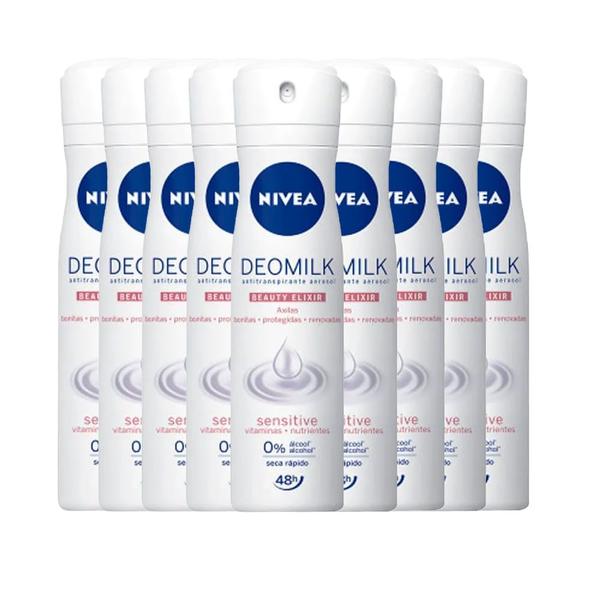 Imagem de Kit Desodorante Aerosol Nivea Milk Sensitive 150ml - 9 Unidades