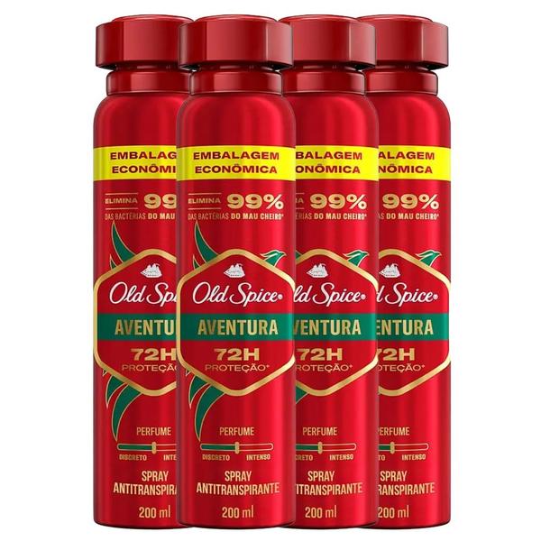 Imagem de Kit Desodorante Aerosol Old Spice Aventura 200ml - 4 Unidades