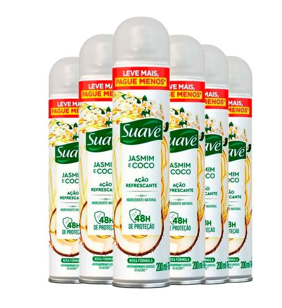 Imagem de Kit Desodorante Aerosol Suave Jasmim E Coco 200ml C/6 Unidades